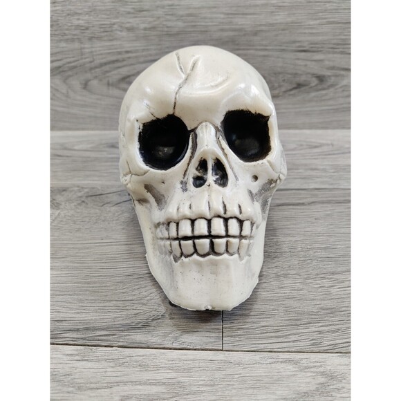 Vintage Halloween Blow Mold Skeleton Skull Plastic 7" Halloween Decoration - Picture 1 of 8